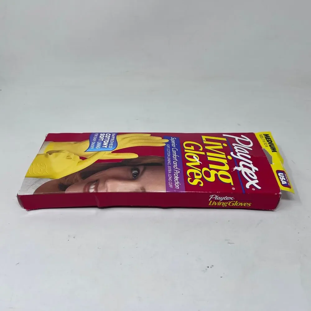 Playtex‎ Living Gloves Medium Vintage Yellow Lined Fits Sizes 7 1/2 - 8 NOS 90s